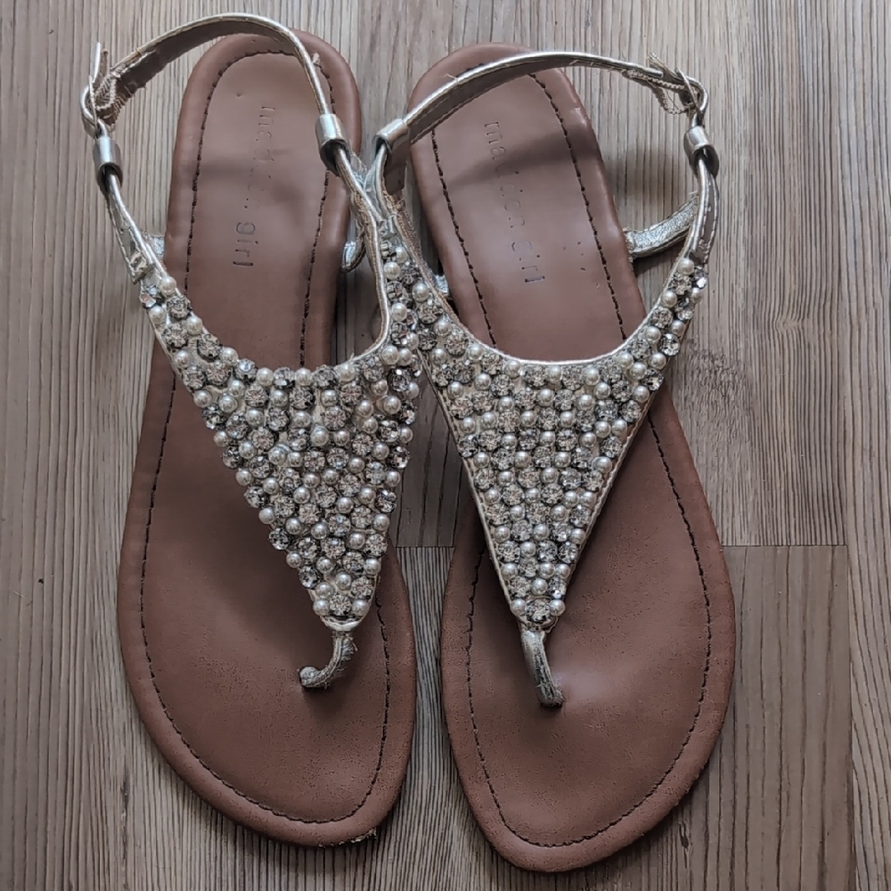 Madden Girl Embellished Thong Sandals Silver